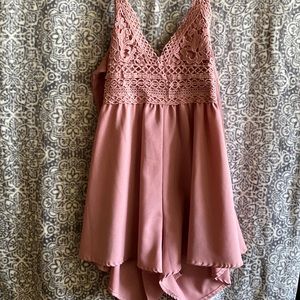Mauve tie back romper